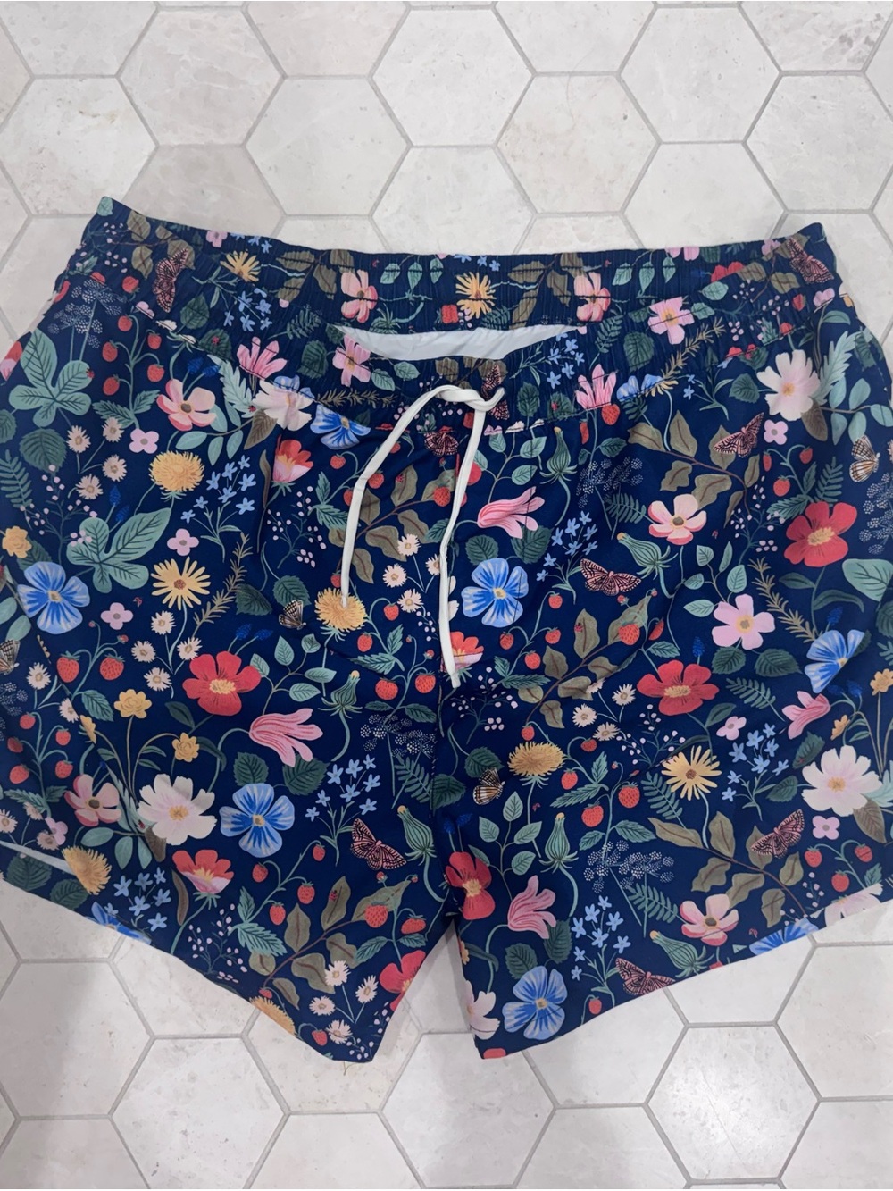 summersalt and Rifle Paper Co. Navy Floral Men's Swim Trunks